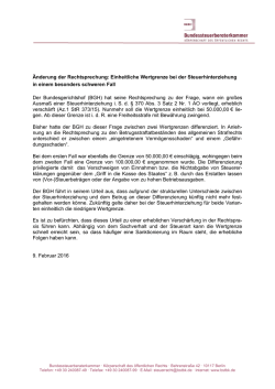Einheitliche Wertgrenze bei der Steuerhinterziehung in einem
