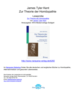James Tyler Kent Zur Theorie der Hom&ouml;opathie