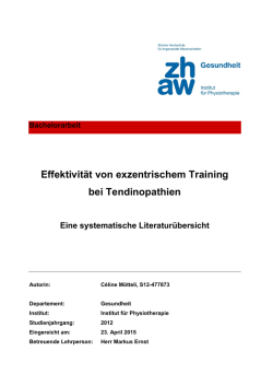 Effektivit&auml;t von exzentrischem Training bei Tendinopathien