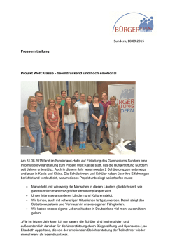Pressemitteilung Projekt Welt:Klasse