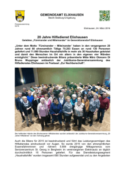 20 Jahre Hilfsdienst Elixhausen und Sozialzeitbilanz 2015