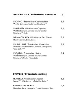 FROCKTAILS / Fränkische Cocktails € FROSMO / Fränkischer