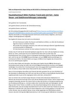Haushaltsrede von Bürgermeister Jürgen Sieling vom