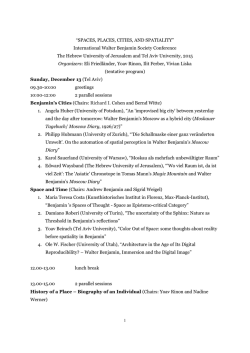 International Walter Benjamin Society Conference The Hebrew