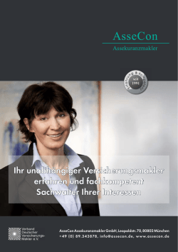 Ihr unabh&auml;ngiger Versicherungsmakler erfahren und fachkompetent