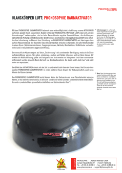 KLANGK&Ouml;RPER LUFT: PHONOSOPHIE RAUMAKTIVATOR