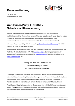 Pressemitteilung Anti-Prism-Party 4. Staffel