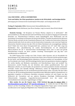 CALL FOR PAPERS – APPEL À CONTRIBUTIONS Texte und