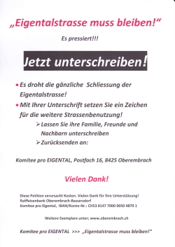 Eigentalstrasse muss bleiben