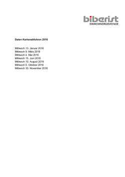 Daten Kartonabfuhren 2016 Mittwoch 13. Januar 2016 Mittwoch 9