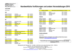 Handwerkliche Vorf&uuml;hrungen und andere Veranstaltungen 2016