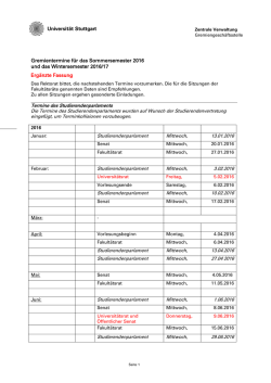 Gremientermine f&uuml;r das Sommersemester 2016 und das