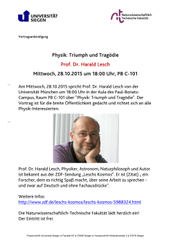 Physik: Triumph und Tragödie Prof. Dr. Harald Lesch Mittwoch