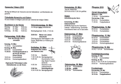 Dienstag 22.M&auml;u 16.00 Uhr Mittwoch 23.M&auml;u 19.30 Uhr