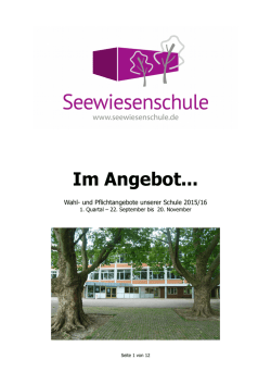 Im Angebot... - Seewiesenschule Esslingen