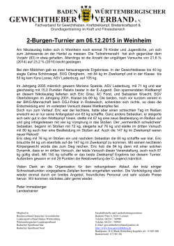 2-Burgen-Turnier am 06.12.2015 in Weinheim