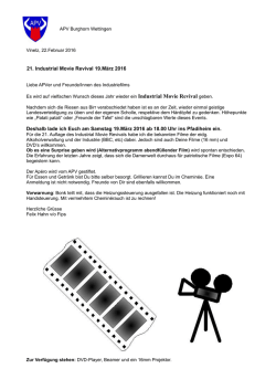 21. Industrial Movie Revival 19.März 2016 Deshalb lade ich Euch