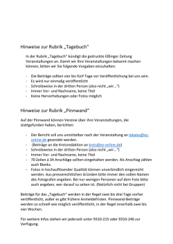 Hinweise zur Rubrik &bdquo;Tagebuch&ldquo;