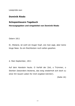 Dominik Riedo Schopenhauers Tagebuch