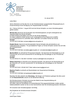 Im Januar 2016 Liebe Eltern Gerne informieren wir Sie &uuml;ber die von