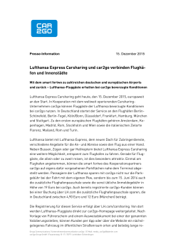Lufthansa Express Carsharing und car2go verbinden Flughä