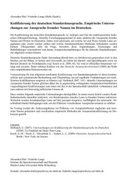 Kodifizierung der deutschen Standardaussprache. Empirische