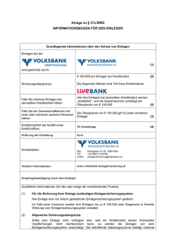 Informationsbogen f&uuml;r den Einleger