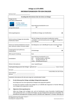 Informationsbogen f&uuml;r den Einleger