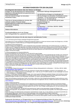Informationsbogen f&uuml;r Einleger mit