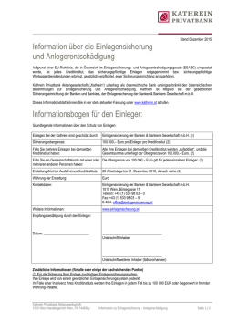 Einlagensicherung und Anlegerentschädigung der Banken (