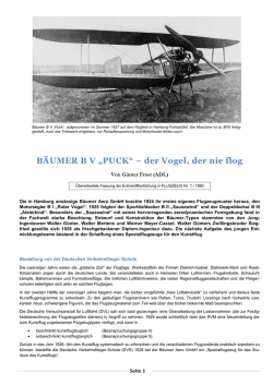 B&Auml;UMER B V &bdquo;PUCK&ldquo; &ndash; der Vogel, der nie flog
