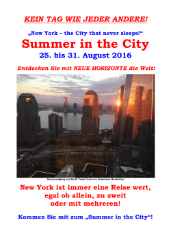 Reiseinfos New York August 2016