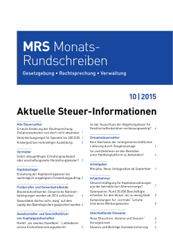 "Steuern aktuell", Ausgabe Oktober 2015