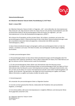 Datenschutzerklärung der bn:t Blatzheim Networks Telecom GmbH