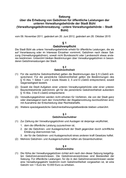 Satzung &uuml;ber die Erhebung von Geb&uuml;hren f&uuml;r &ouml;ffentliche Leistungen