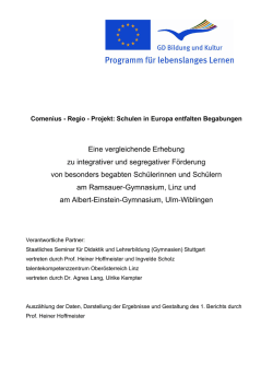 Eine vergleichende Erhebung zu integrativer und segregativer