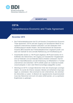 Bewertung, CETA, November 2015