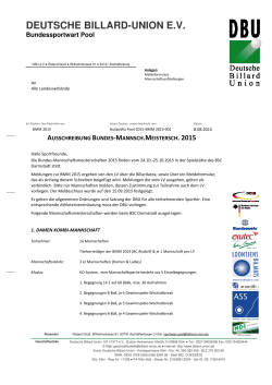 Ausschreibung BMM 15 - Deutsche Billard Union