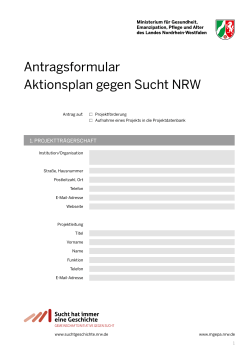 Antragsformular Aktionsplan gegen Sucht NRW