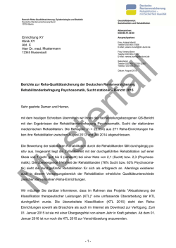 Rehabilitandenbefragung Psychosomatik, Sucht stationär Bericht