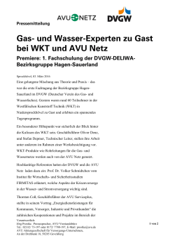 Gas- und Wasser-Experten zu Gast bei WKT und AVU Netz Premiere