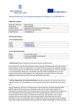 Hochschulbericht zum Studienaufenthalt im