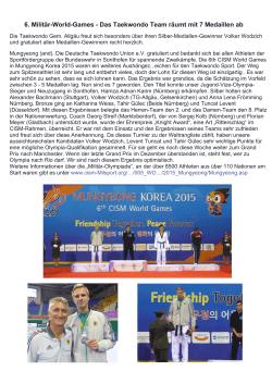 6. Milit&auml;r-World-Games - Das Taekwondo Team r&auml;umt mit 7