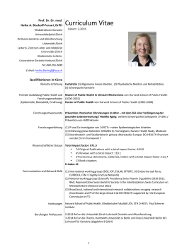 Curriculum Vitae - Klinik für Geriatrie