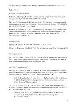 Dr. Nina Springer: Publikations