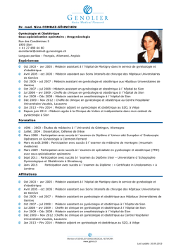 Dr. med. Nina COMBAZ-S&Ouml;HNCHEN Exp&eacute;riences Formation