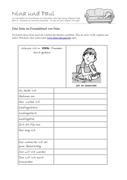 Eine Seite im Freundebuch von Nina