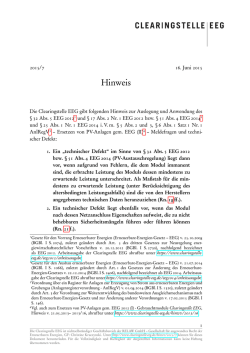 Hinweis 2015/7 - Clearingstelle EEG