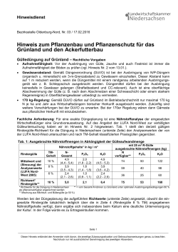 Hinweis zum Pflanzenbau und Pflanzenschutz f&uuml;r das Gr&uuml;nland und