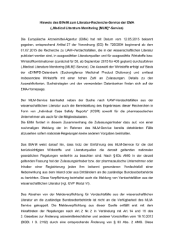 Hinweis des BfArM zum Literatur-Recherche